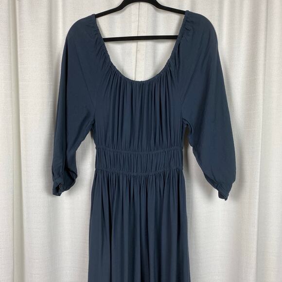 Madewell Dark Baltic Blue Gray Twill Sophia Midi Dress Sz.S - Picture 13 of 16